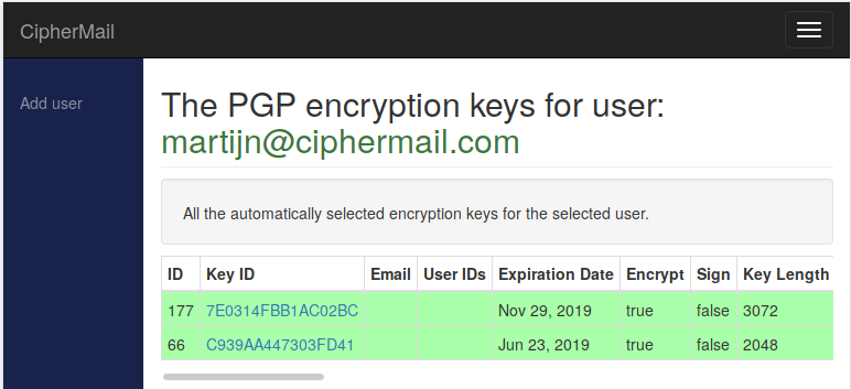 PGP encryption key selection